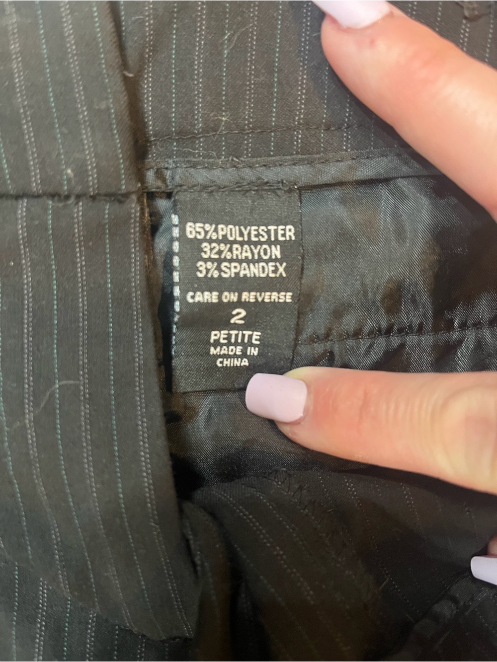 Black Pinstripe Petite Dress Pants - Brand Unknown